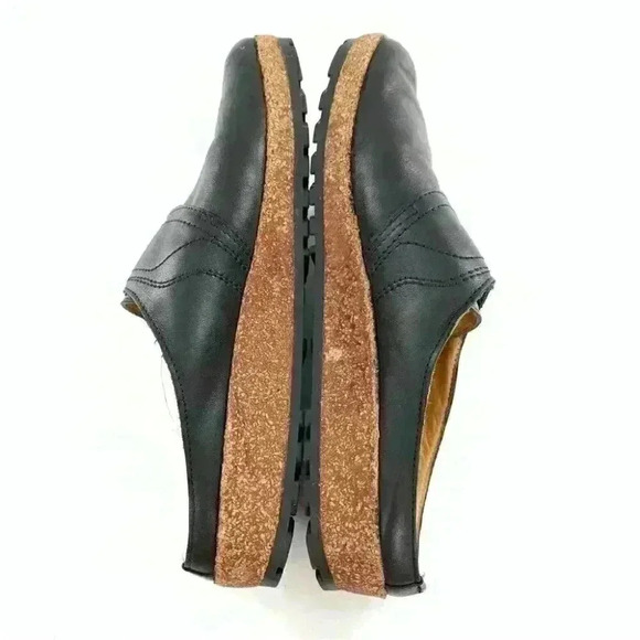 Haflinger adventure flats 39 black leather cork slip on mules walking comfort - Picture 6 of 13